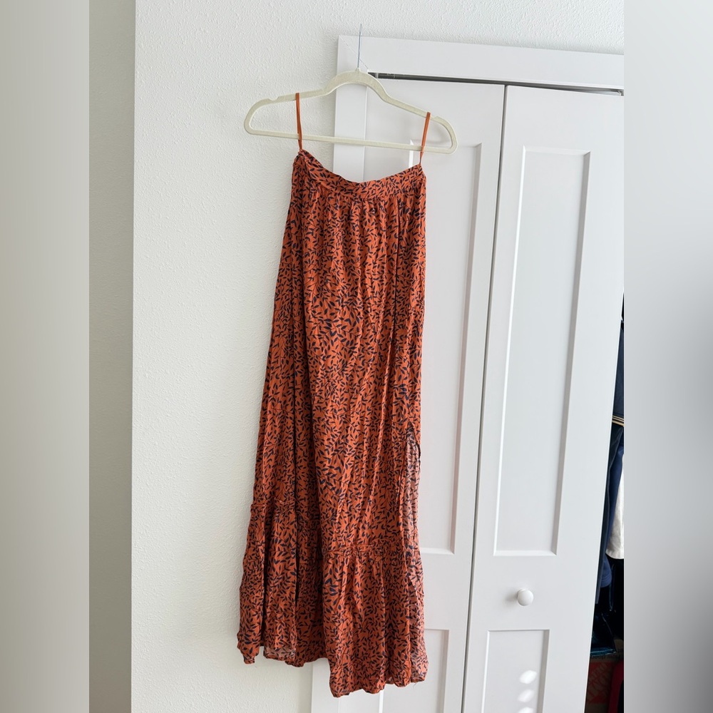 Nasty Gal Orange and Black Leaf Print Skirt